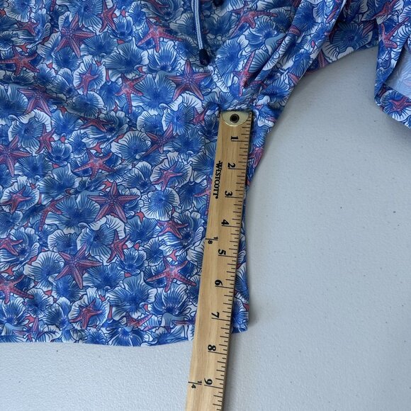 Peter Millar Swim Trunks Size M Blue Seaside Baja Flowers Starfish Beach - Picture 6 of 9